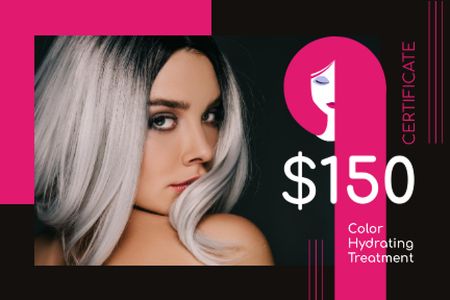 Hair Salon Offer Woman with Dyed Hair Gift Certificate Πρότυπο σχεδίασης