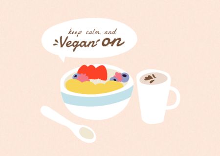 Vegan Lifestyle Concept with Healthy Dish Postcardデザインテンプレート