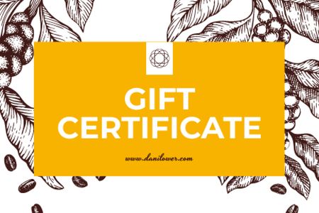 Gift Card with Grapes Illustration Gift Certificate Šablona návrhu