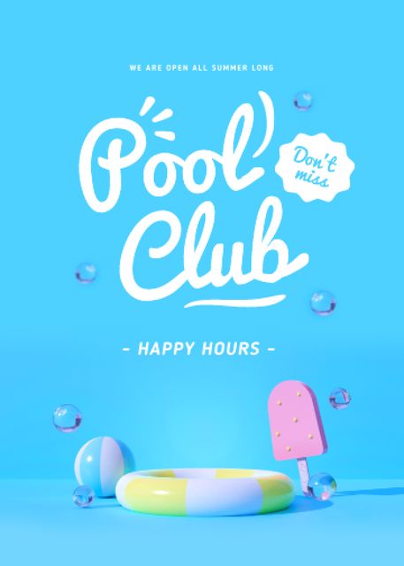 Pool Club Happy Hours Announcement Flayer – шаблон для дизайна