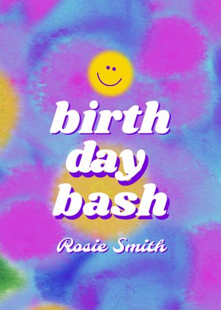 Birthday Party Announcement on Bright Pattern Flayer tervezősablon