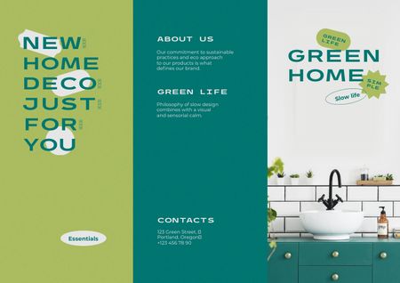 Eco Interior Offer with Wash Basin Brochure – шаблон для дизайну