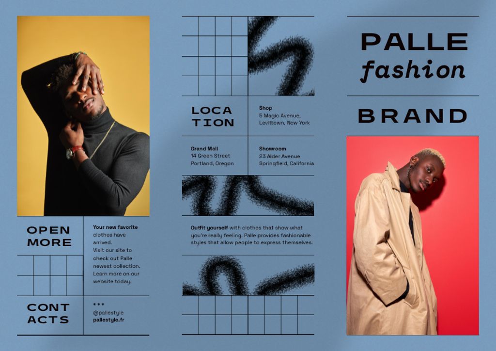 Designvorlage Fashion Ad with Men in Stylish Outfits für Brochure