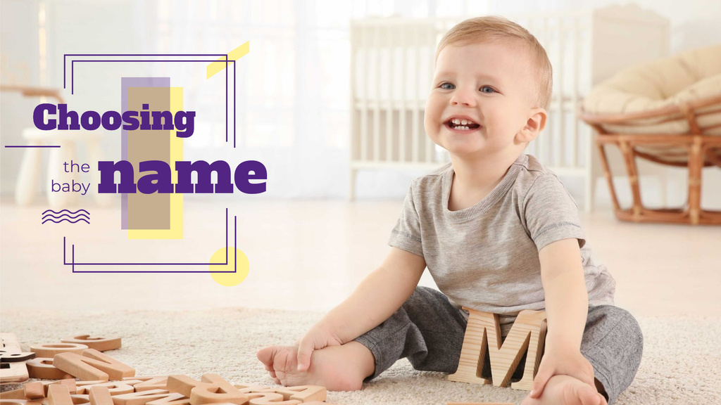 Child playing with letters Presentation Wide Design Template