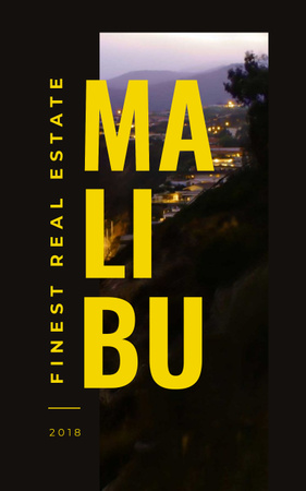 Real Estate Guide Malibu City View Book Cover Design Template