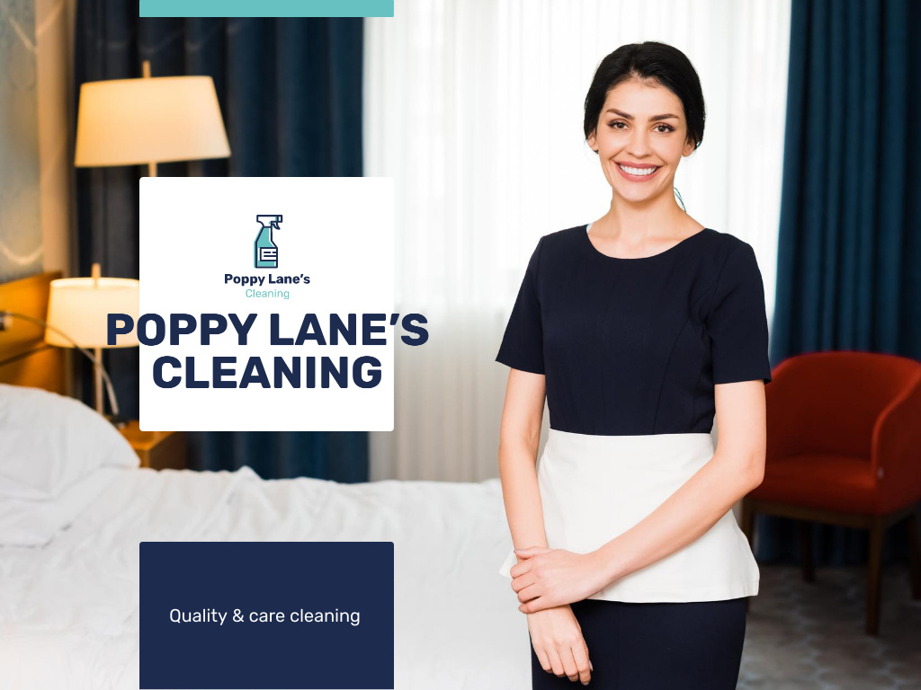 Cleaning Services Offer with Chambermaid in Room Presentation tervezősablon