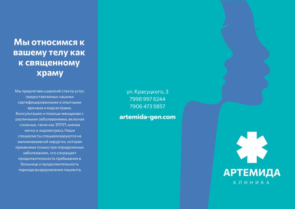 Clinic Ad with Women's Silhouettes Brochure Šablona návrhu