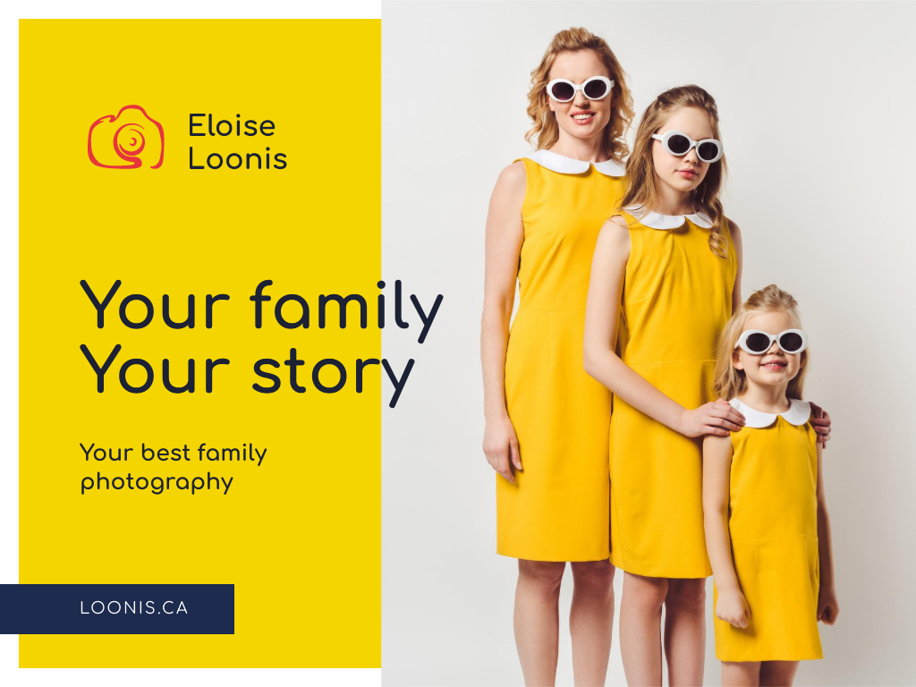 Family Photo Session Offer with Mother and Daughters Presentation Design Template