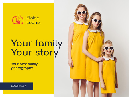 Designvorlage Family Photo Session Offer with Mother and Daughters für Presentation
