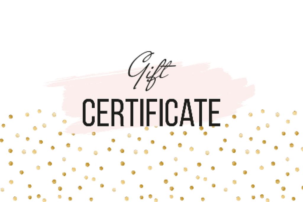 Cosmetics Offer on golden glitter Gift Certificate – шаблон для дизайну