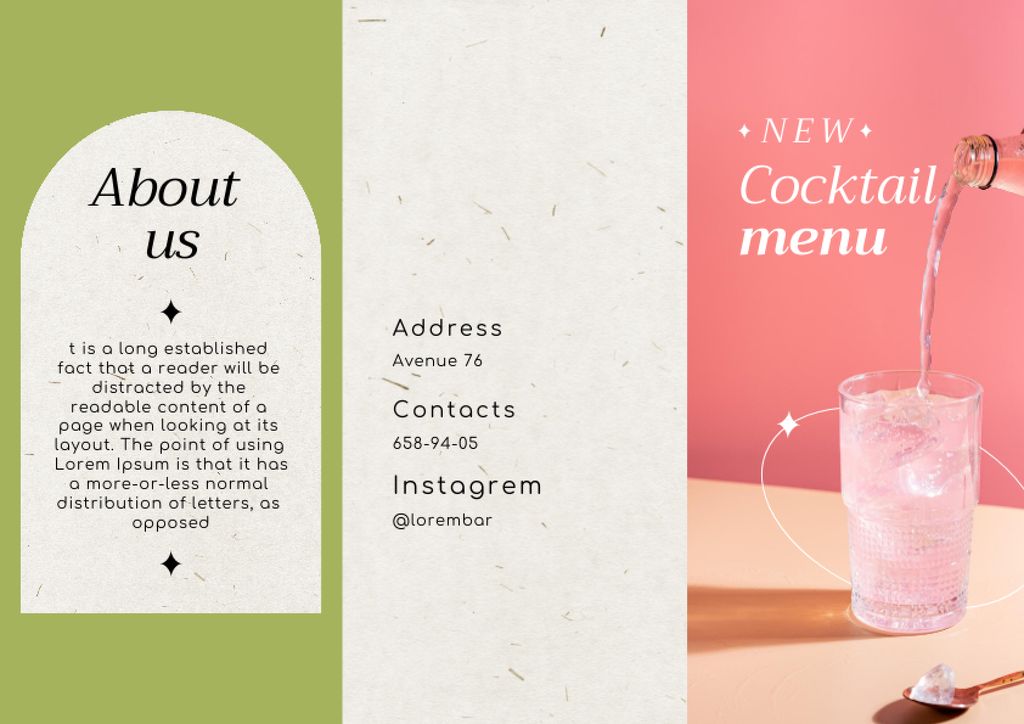New Cocktail Menu Announcement Brochure – шаблон для дизайну