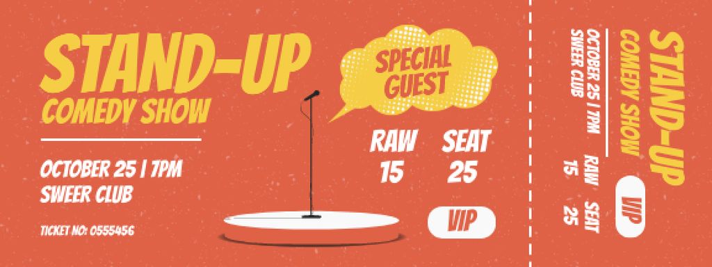 Comedy Show with Microphone on Stage Ticket – шаблон для дизайну